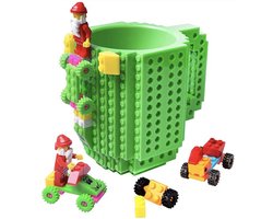 Lego Mok/ Build on Brick Mug - groen - 350 ml - bouw je eigen mok met bouwsteentjes - BPA vrije drinkbeker cadeau voor kinderen of volwassenen - koffie thee limonade of andere dranken - pennenbeker - creatief accessoire voor op bureau -HnD