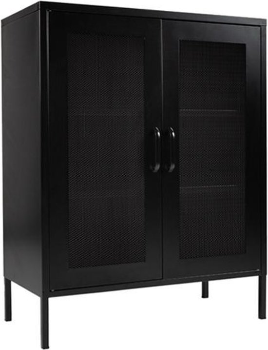 MaximaVida Vitrine casier en métal Finn 100 x 80 x 40 cm noir - 2 étagères