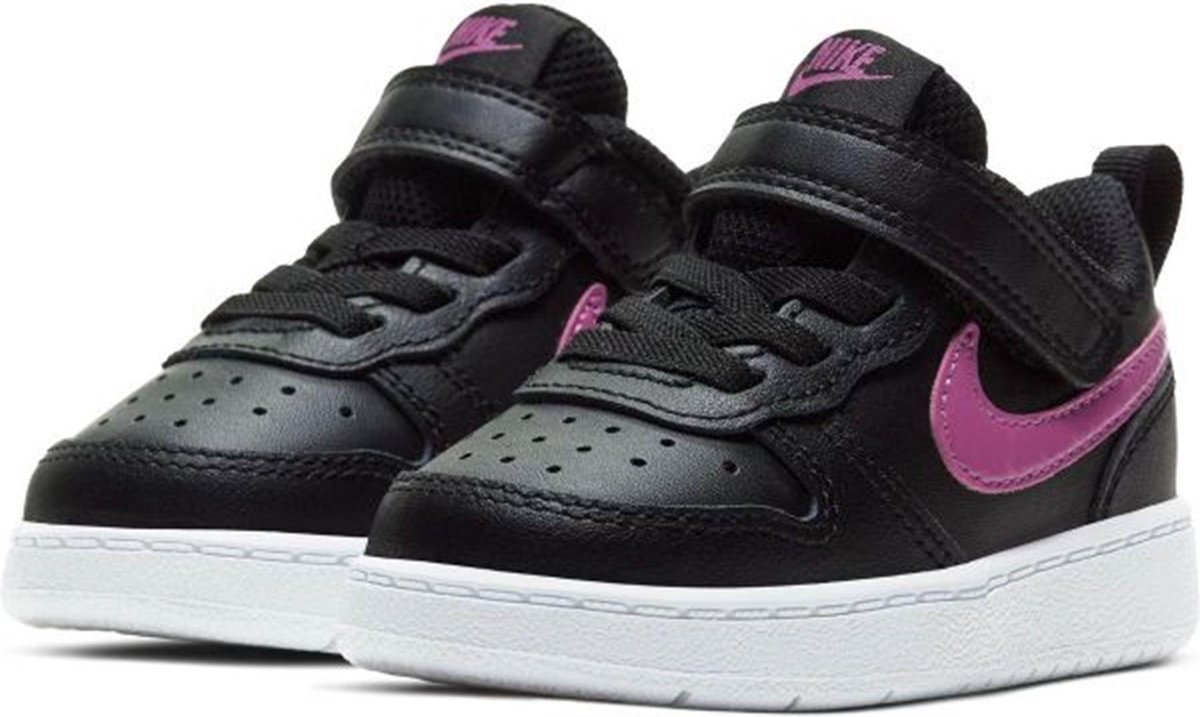 Nike Court Borough Low 2 (TD) Sneakers - Maat 26 - Meisjes - zwart/roze |  bol.com