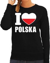 I love Polska sweater / trui zwart voor dames XS