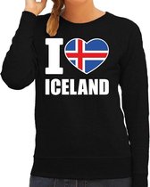I love Iceland supporter sweater / trui voor dames - zwart - IJsland landen truien - IJslandse fan kleding dames L