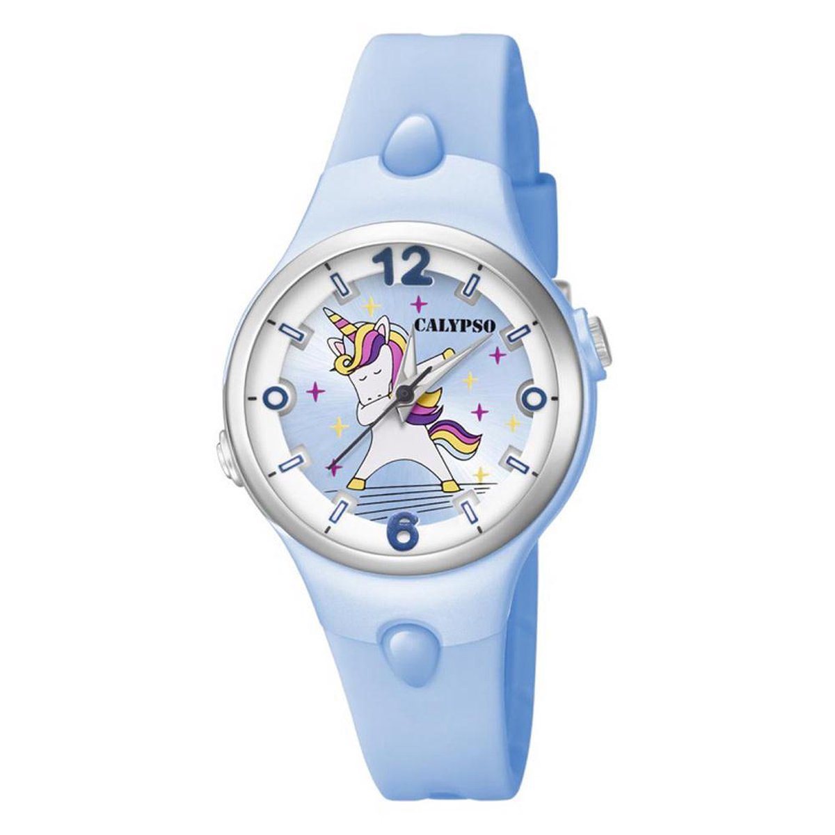Calypso K5784-4 analoog unicorn horloge 34 mm 100 meter lichtblauw