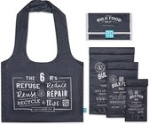 Onya Zero Waste Shopping Set – Zwart – Duurzaam – Milieuvriendelijk – Herbruikbaar – Lichtgewicht – Complete Winkelen Kit