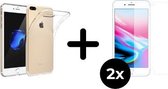 iPhone 7 Plus Hoesje Transparant - Siliconen Case - 2x Tempered Glass Screenprotector