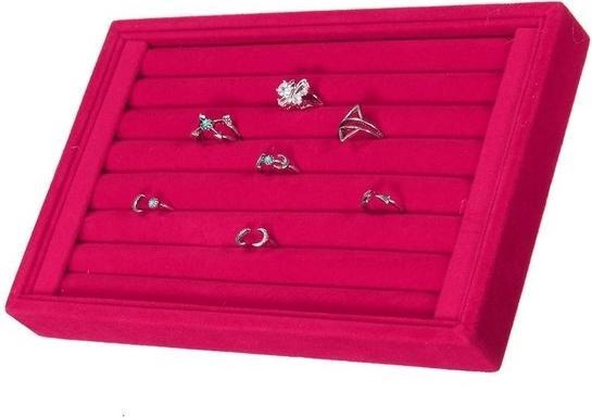 Ringen display roze fluweel 23x14.5 cm