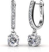 Yolora Dames Oorbellen met Kalpa Camaka Kristallen - Zilverkleurig - 18K Witgoud Verguld - Vrouwen Oorringen Zilver - Sieraden - Luxe Giftbox - Geschenkdoos - Cadeau doos - Exclusieve Geschen
