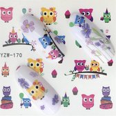 2 vel wateroverdraagbare nagelstickers schattige uiltjes