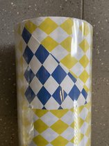 Geschenkpapier C4016 Blauw en Geel geruit- Breedte 40 cm - m lang - Breedte 40  cm
