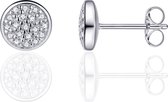 Gisser Jewels - Oorbellen - Oorstekers - Rond gezet met Zirkonia - 8mmØ - Gerhodineerd Zilver 925