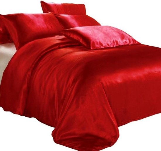 Dekbedovertrek Glans Satijn - Rood - Lits Jumeaux 240 x 220 cm | bol.com