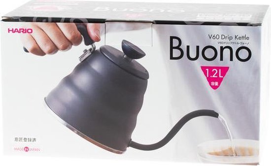Hario Buono Bouilloire 800ml Noir V60 - Idéale Café Drip Et Méthodes Alternatives