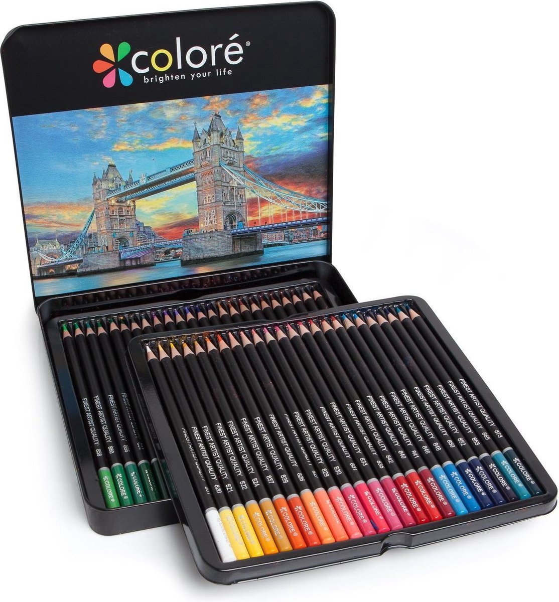48 Crayons Couleur Art Supplies dans Boîte Métal pour Enfants Adultes Artiste Cooja Crayon de Couleurs Professionnel Kit Materiel Dessin 