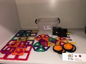 Magnetische bouwblokken set 55 stuks in opbergbox.   Diamond Block, kwaliteits stapelblokken voor de leukste creaties. Nu met mooie wielset voor creatieve voertuigen.