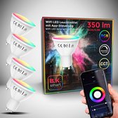 B.K.Licht - Slimme Lichtbron - RGB en CCT - set van 4 - smart lamp - met GU10 - 5.5W LED - WiFi - App - 2.700K to 6.500K - 350 Lm - voice control - color lampjes  - LED lamp