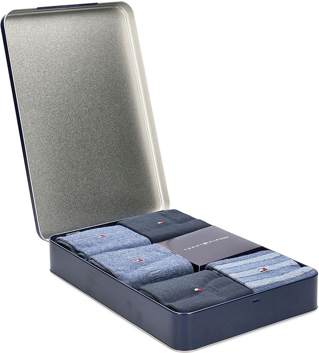 Tommy Hilfiger Sokken (regular) - Maat 43-46 - Mannen - blauw/grijs 5-pack  in giftbox | bol.com