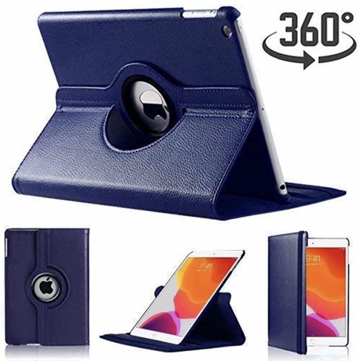 Apple iPad 10.2 inch 2019 HiCHiCO iPad Hoes Met 360° Draaibare Standen Donker Blauw en Styles Pen