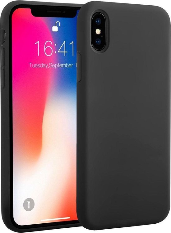 Hoes voor iPhone X/Xs Hoesje Siliconen Case Hoes Cover Dun - Zwart | bol.com