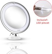 bol.com | Make up Spiegel INCLUSIEF Pincet LED Licht - Zuignap - Ring  Verlichting - Badkamer...
