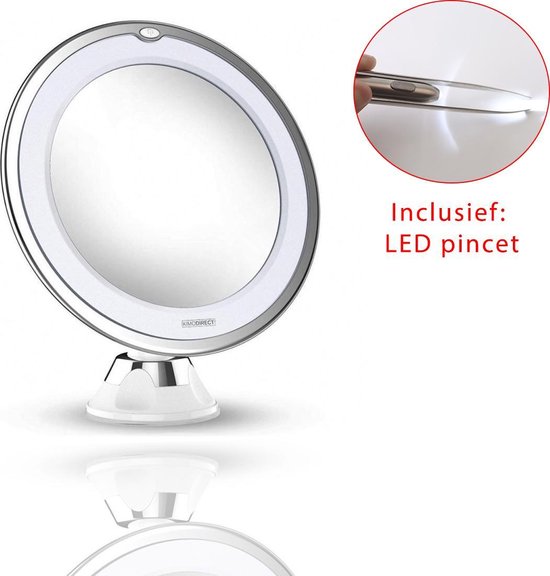 Niet ingewikkeld Iets Nog steeds Make up Spiegel INCLUSIEF Pincet LED Licht - Zuignap - Ring Verlichting -  Badkamer... | bol.com