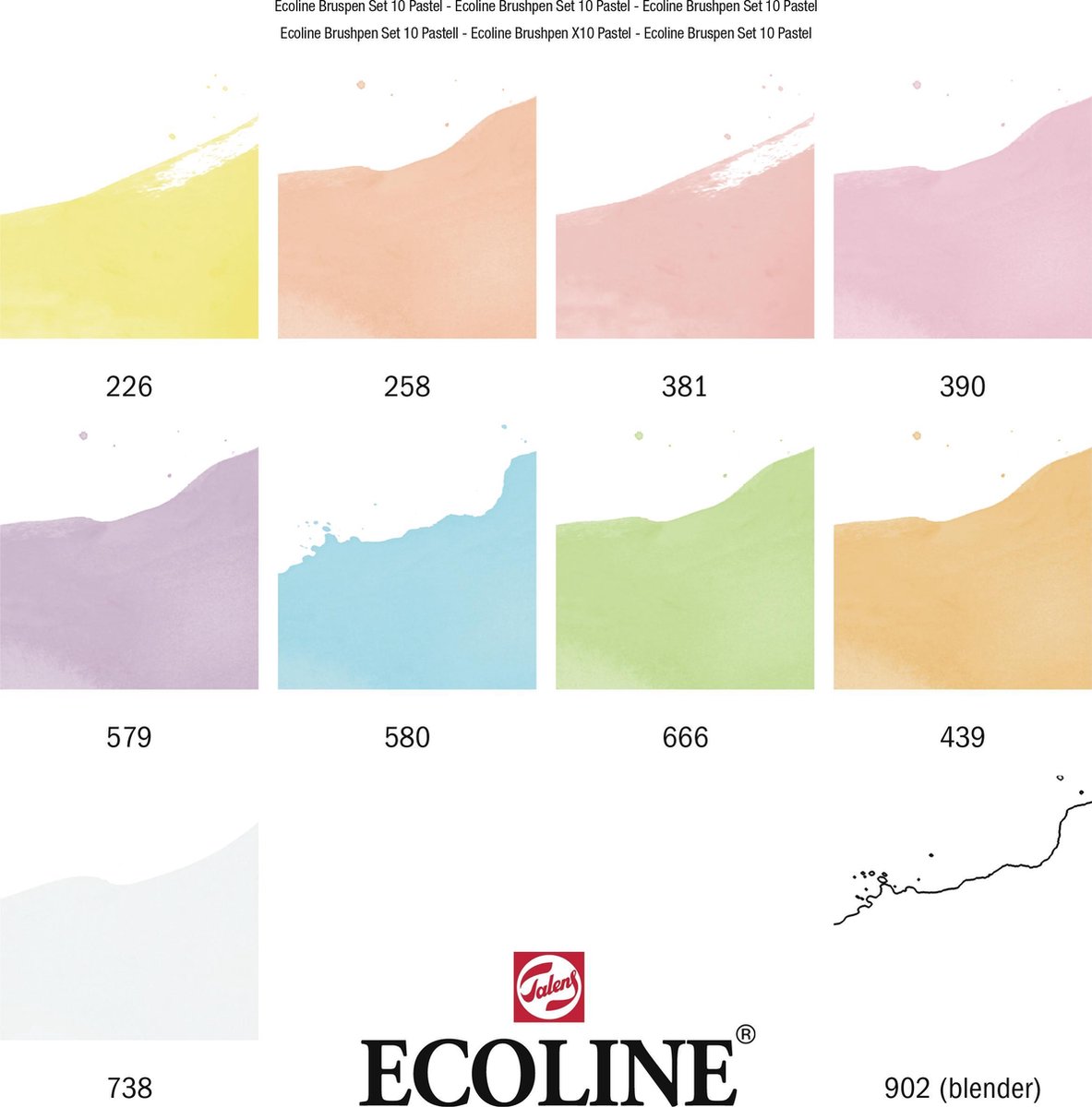 Feutre pinceau Ecoline set 10 teintes Pastel 10 Stuk bij Bonnet