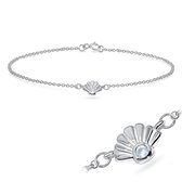 Joy|S - Zilveren shell schelp armband 18 cm