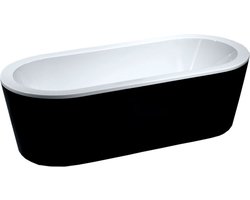 Xellanz Nero - Ligbad Vrijstaand - 80x178x55cm - Zwart/Wit - Ovaal - Acryl