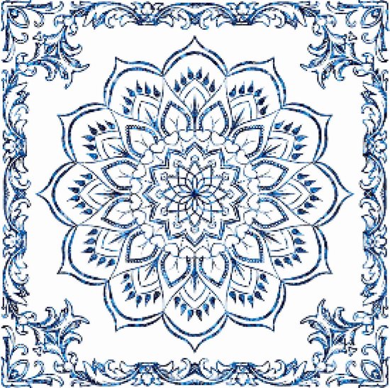 Kit point de croix MyHobby - Mandala bleu de Delft 50 × 50 cm - Tissu Aida  5,5 points... | bol.com