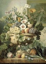MyHobby Borduurpakket – Stilleven met bloemen en vruchten (Eelkema) 50×70 cm - Aida stof 5,5 kruisjes/cm (14 count)