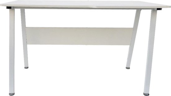 Bureau table d'ordinateur Tough - industriel moderne - 130 cm de large - cadre blanc plateau de table blanc