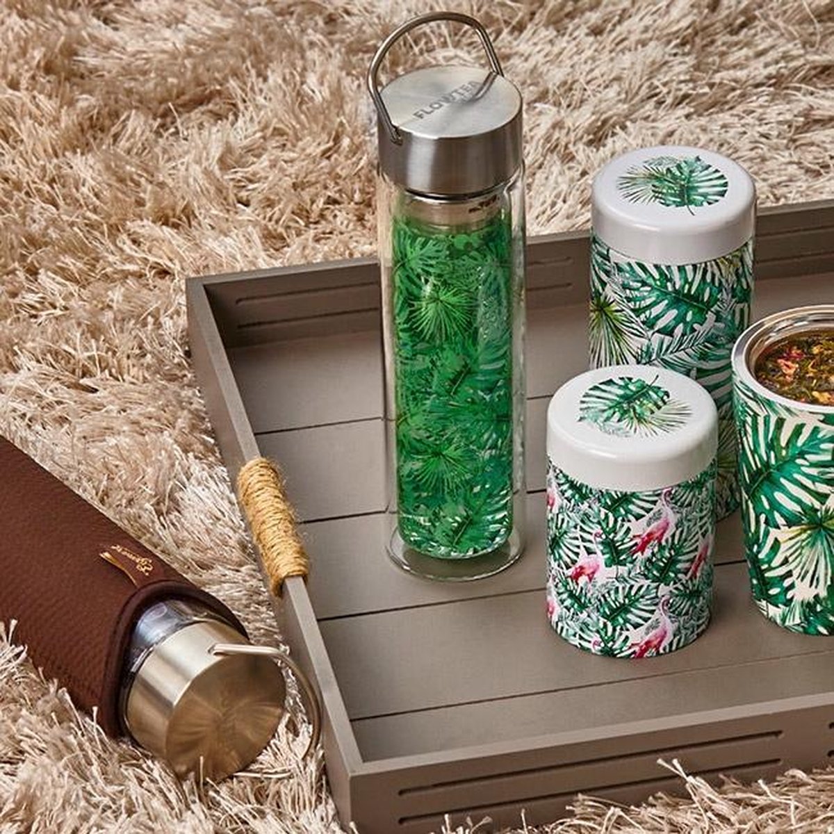 Théière Double Paroi Flowtea Motif Jungle - Garde Le Thé Chaud Longtemps, Style Unique