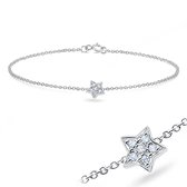 Joy|S - Zilveren ster armband 18 cm kristal star