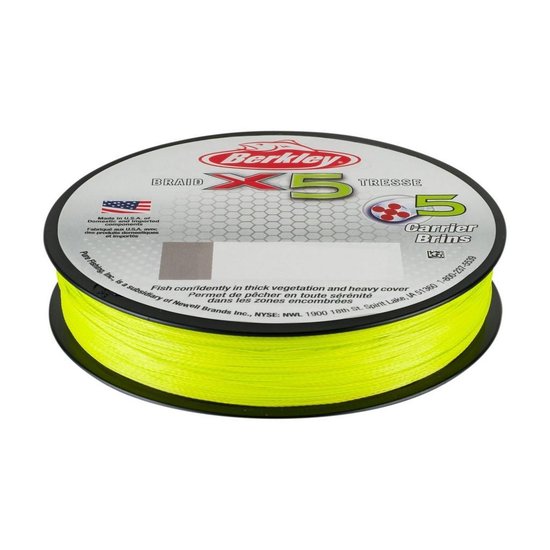 Gevlochten Lijn Berkley X5 Braid 150m Fluo Green 0.25mm — afbeelding 2