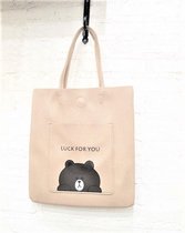 Schoudertas Tote bag Line's karakter Brown