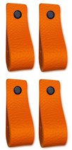 Leren handgrepen - Oranje - 4 stuks - 16,5 x 2,5 cm | incl. 3 kleuren schroeven per leren handgreep