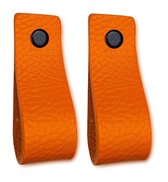 Leren handgrepen - Oranje - 2 stuks - 16,5 x 2,5 cm | incl. 3 kleuren schroeven per leren handgreep