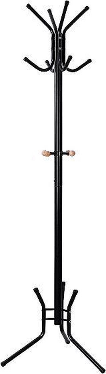 MIRA Home - Kapstok staand - Kledingstandaard - Kapstok met haken - Metaal - Zwart - 49x49x176 cm