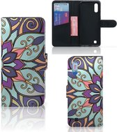 Geschikt voor Samsung Galaxy M10 Hoesje Purple Flower