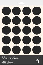 Polka Dots Decoratie Muurstickers - Stippen Decoratie Stickers - Kinderkamer - Babykamer - Slaapkamer - Zwart - 4cm - 48 stuks