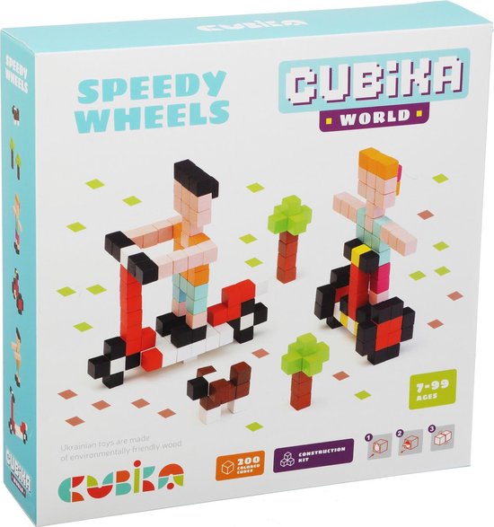 Afbeelding van het spel Cubika houten blokjes bouwset - snelle wielen