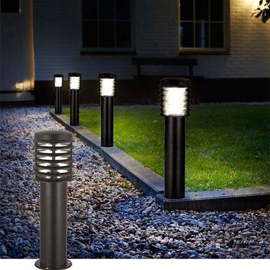 LED Tuinverlichting - Buitenlamp - Palm 3 - Staand - RVS Mat Zwart - E27 -  Rond - BSE | bol.com