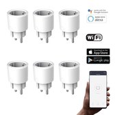 Silvergear® WiFi Smart Plug (6 stuks) - Werkt met Google Home en Amazon Alexa Stembediening op afstand - Bedien via iOS en Android App - Slimme Stekkers/Wifi Stopcontact