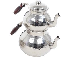 Traditionele Turkse theepot koper (0,75-1,5 liter) - caydanlik zilver