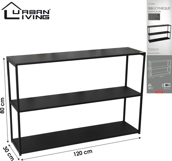 Urban Living - Metalen Open Dressoir - 3 niveaus - Industrieel Design