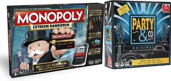 Afbeelding van het spel Monopoly Extreem Bankieren Spel + Bordspel & Party & Co Original Spelvoordeelset - Gezelschapsspel