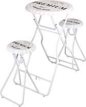 Bartafel / Bistrotafel met 2 Stoelen Wit (metaal)
