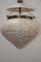Oosterse glas mozaiek hanglamp in beige melkwit