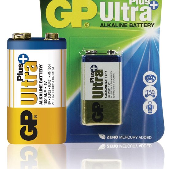 Pile alcaline GP Ultra+ 9V 6LF22 Blister 1