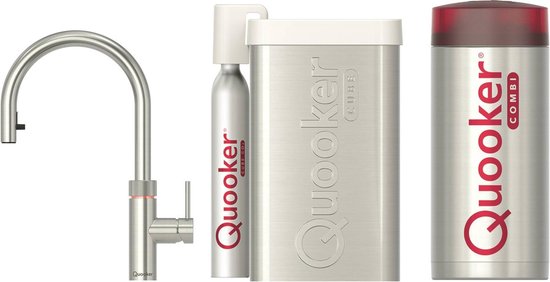 Quooker Flex met COMBI Boiler en CUBE Reservoir 5-in-1 kokend water kraan - RVS