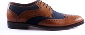 Tahoma Nette Veterschoenen - Leer & Suede - Tan & Blauw - 40