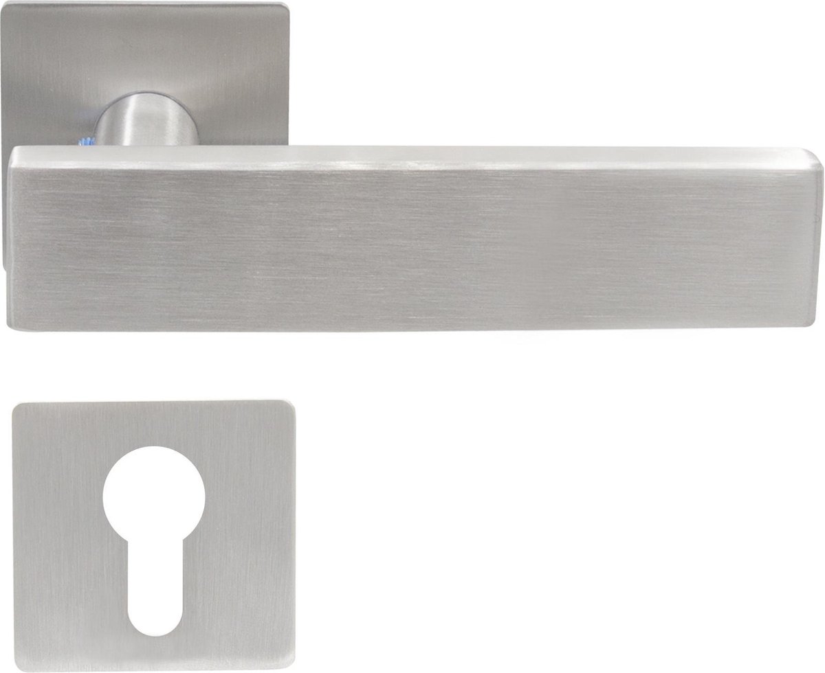 Slotman Solutions Deurklink Cilinder – RVS – Vierkante Magneet Rozet – PZ – Deurbeslag Set